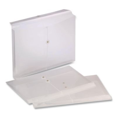 Poly String And Button Envelope, String/Button Closure, 8.5 x 14, Clear, 3/Pack