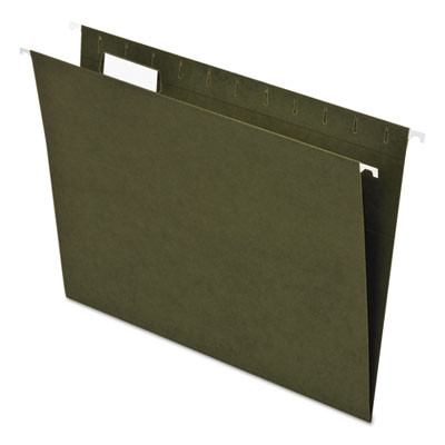Earthwise By Pendaflex 100% Recycled Colored Hanging File Folders, Letter Size, 1/5-Cut Tabs, Green, 25/Box