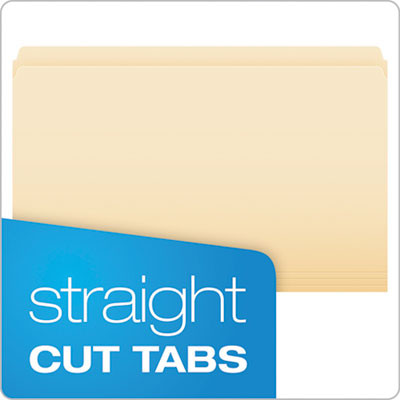 Manila File Folders, Straight Tab, Legal Size, 0.75" Expansion, Manila, 100/Box