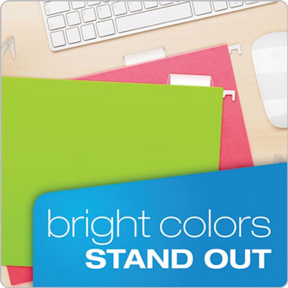 Glow Hanging File Folders, Letter Size, 1/5-Cut Tabs, Assorted Colors, 25/Box
