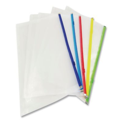 Poly Zip Check Envelope, Zipper Closure, 10.13 x 5.13, Assorted Colors, 5/Pack