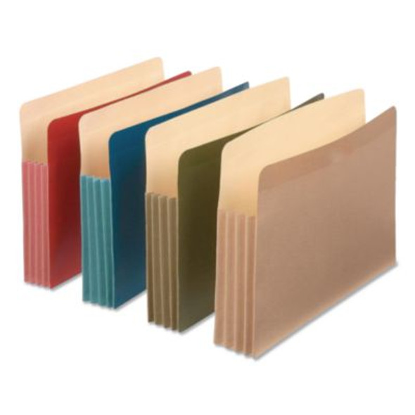 Recycled Colored File Pocket, 3.5" Expansion, Letter Size, Assorted Colors, 4/Pack