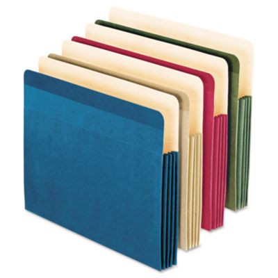 Recycled Colored File Pocket, 3.5" Expansion, Letter Size, Assorted Colors, 4/Pack