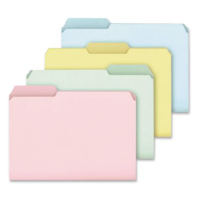 Pastel Colored File Folders, 1/3-Cut Tabs: Assorted, Letter Size, Assorted Colors, 100/Box