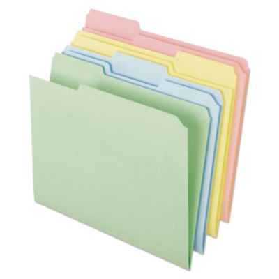 Pastel Colored File Folders, 1/3-Cut Tabs: Assorted, Letter Size, Assorted Colors, 100/Box