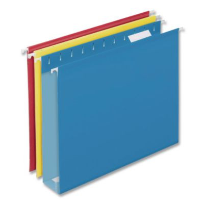Colored Reinforced Hanging Folders, Letter Size, 1/5-Cut Tabs, Assorted Colors, 12/Box