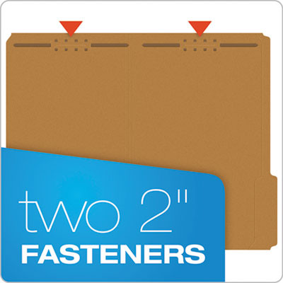 Kraft Fastener Folders, 1/3-Cut Tab: Assorted, 2 Fasteners, Legal Size, Kraft, 50/Box