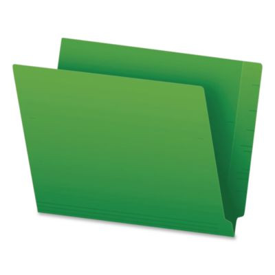 Colored End Tab Folders With Reinforced Double-Ply Straight Cut Tabs, Letter Size, 0.75" Expansion, Green, 100/Box