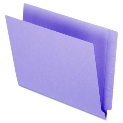 Colored End Tab Folders With Reinforced Double-Ply Straight Cut Tabs, Letter Size, 0.75" Expansion, Purple, 100/Box