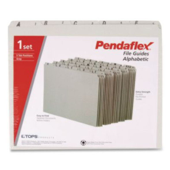 Top Tab A-Z File Guides, 1/5-Cut Top Tab, A To Z, 8.5 X 14, Gray, 25/Set