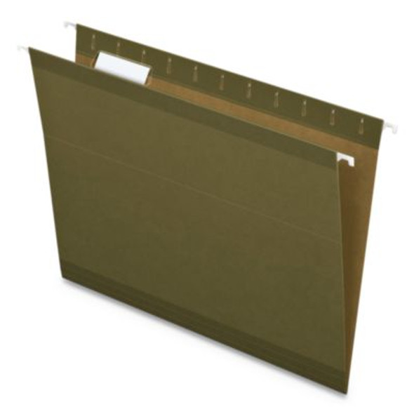 Earthwise By Pendaflex 100% Recycled Colored Hanging File Folders, Printable Inserts, Letter Size, 1/5-Cut Tabs, Green, 25/Bx