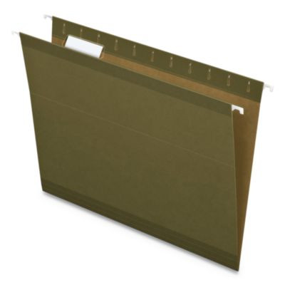 Earthwise By Pendaflex 100% Recycled Colored Hanging File Folders, Printable Inserts, Letter Size, 1/5-Cut Tabs, Green, 25/Bx