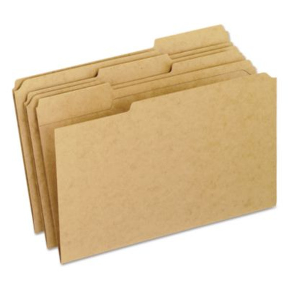 Dark Kraft File Folders With Double-Ply Top, 1/3-Cut Tabs: Assorted, Legal Size, 0.75" Expansion, Brown, 100/Box