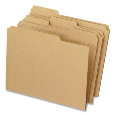 Dark Kraft File Folders With Double-Ply Top, 1/3-Cut Tabs: Assorted, Legal Size, 0.75" Expansion, Brown, 100/Box
