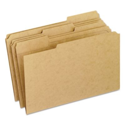 Dark Kraft File Folders With Double-Ply Top, 1/3-Cut Tabs: Assorted, Legal Size, 0.75" Expansion, Brown, 100/Box