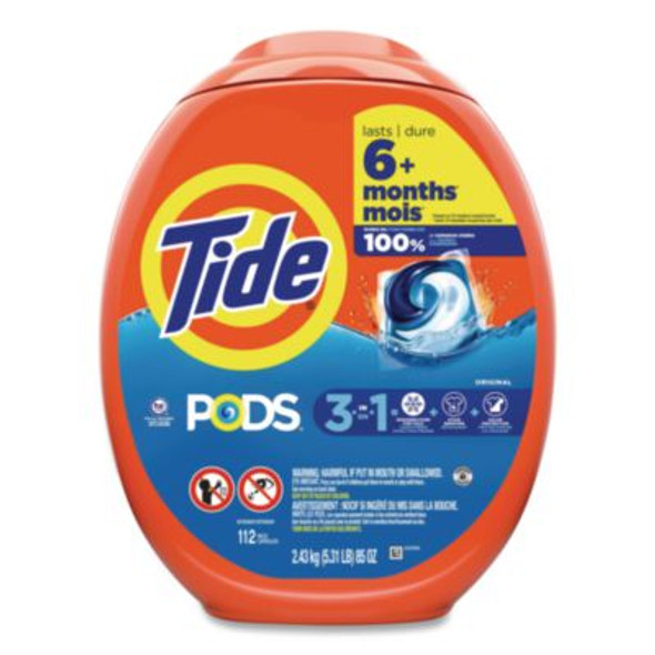Pods, He Compatible, Tide Original, 85 Oz, 112 Pods/Tub, 4 Tubs/Carton