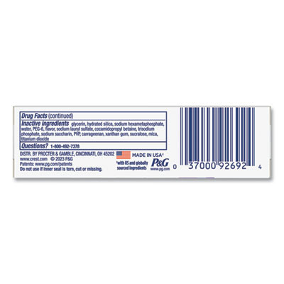 3D White Brilliance Advanced Whitening Technology + Advanced Stain Protection Toothpaste, Vibrant Peppermint, 0.85 Oz, 72/Ct