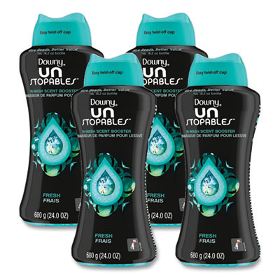 Unstopables In-Wash Scent Booster Beads, Fresh Scent, 24 Oz Pour Bottle, 4/Carton