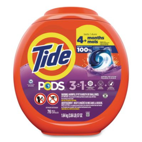 Pods Laundry Detergent, He Compatible, Spring Meadow, 57 Oz Tub, 76 Pacs/Tub