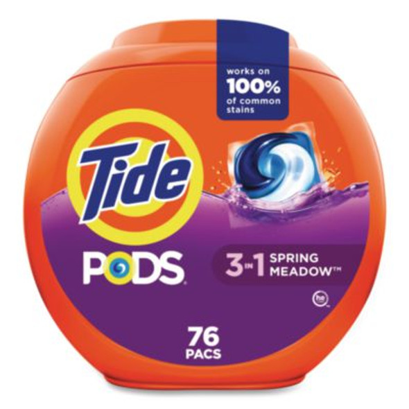 Pods Laundry Detergent, He Compatible, Spring Meadow, 57 Oz Tub, 76 Pacs/Tub