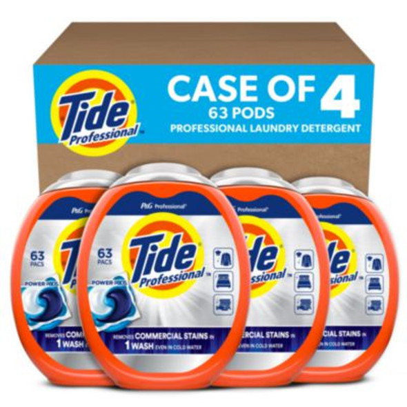 Commercial Power Pods Laundry Detergent, He Compatible, 63 Liquid Pods/Tub, 4 Tubs/Carton