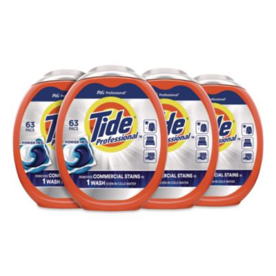 Commercial Power Pods Laundry Detergent, He Compatible, 63 Liquid Pods/Tub, 4 Tubs/Carton