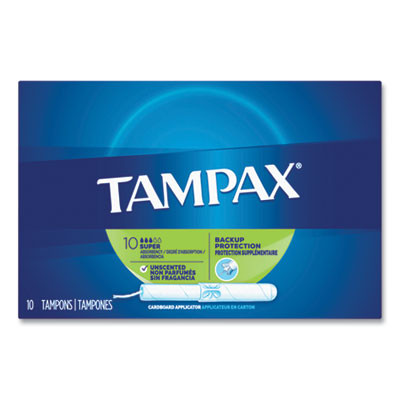 Cardboard Applicator Tampons, Super Absorbency, 10/Box