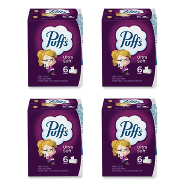 Ultra Soft Facial Tissue, 2-Ply, White, 124 Sheets/Box, 6 Boxes/Pack, 4 Packs/Carton