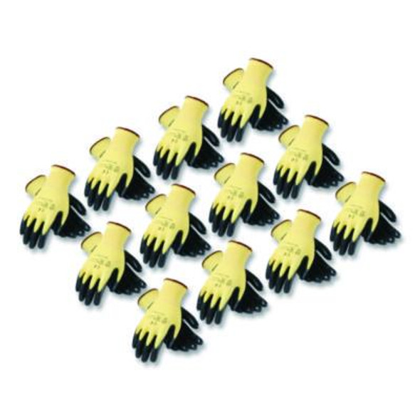 Kev Seamless Knit Kevlar Gloves, En388: 3X21B, Large, Yellow/Black, 12 Pairs