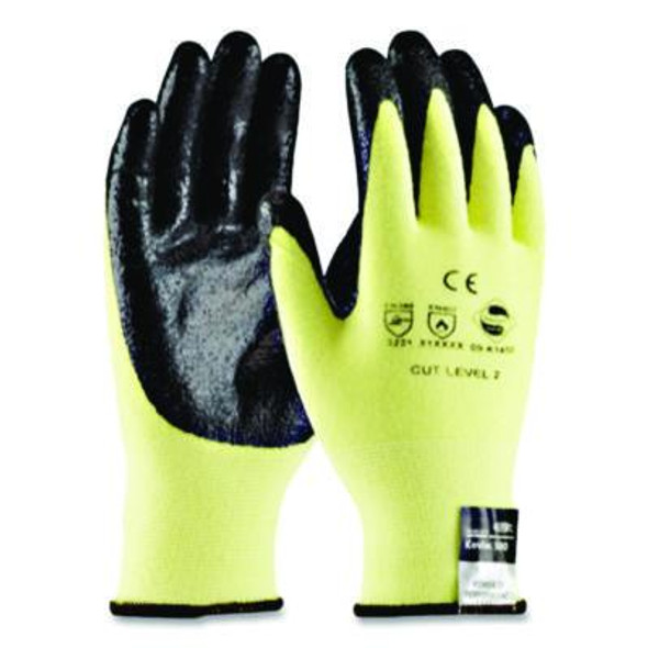 Kev Seamless Knit Kevlar Gloves, En388: 3X21B, X-Large, Yellow/Black, 12 Pairs