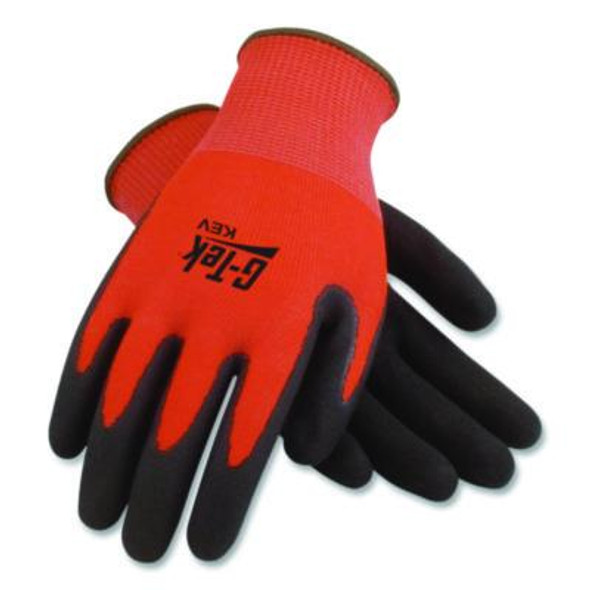 Kev Hi-Vis Seamless Knit Kevlar Gloves, En388: 4X31, Large, Red/Black, Pair