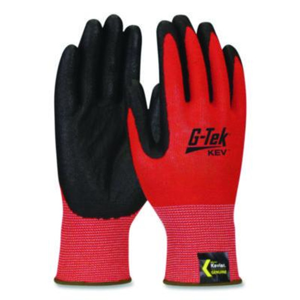 Kev Hi-Vis Seamless Knit Kevlar Gloves, En388: 4X31, Xx-Large, Red/Black, Pair