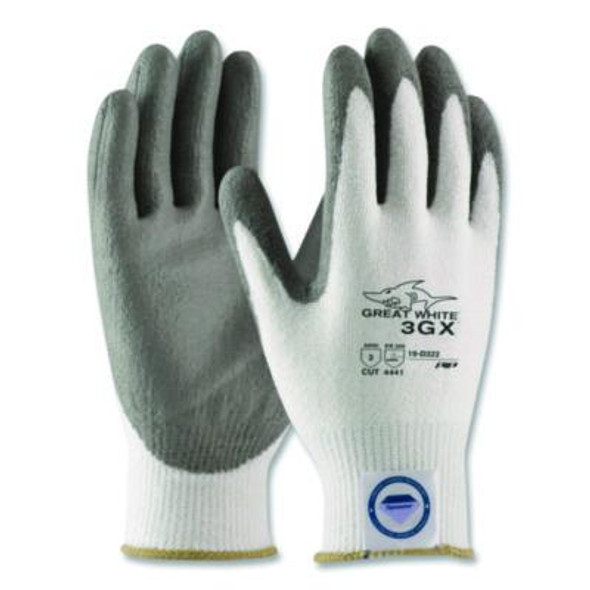 Great White 3Gx Seamless Knit Dyneema Diamond Blended Gloves, En388: 4542, Medium, White/Gray, Pair