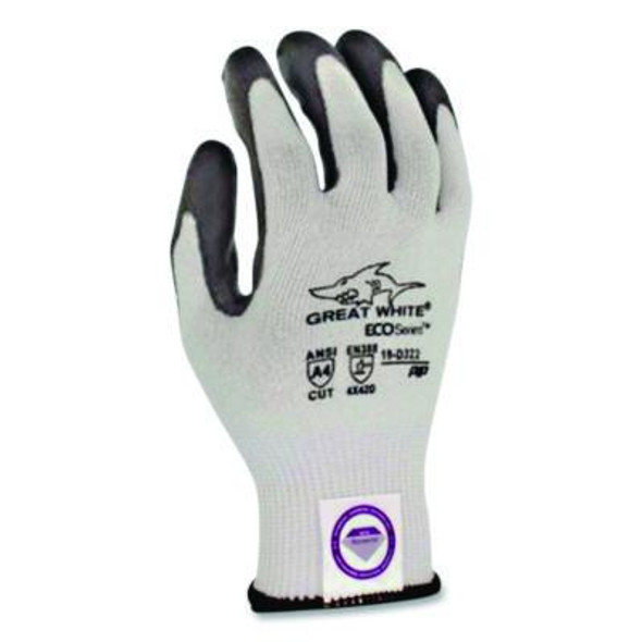 Great White 3Gx Seamless Knit Dyneema Diamond Blended Gloves, En388: 4542, Small, White/Gray, Pair