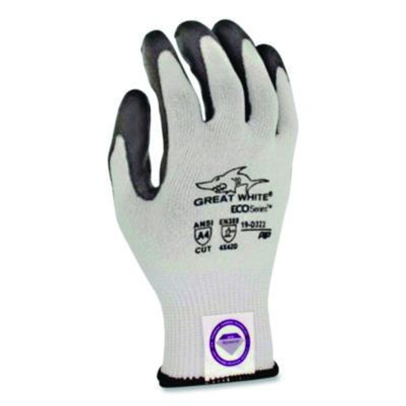 Great White 3Gx Seamless Knit Dyneema Diamond Blended Gloves, En388: 4542, X-Large, White/Gray, Pair