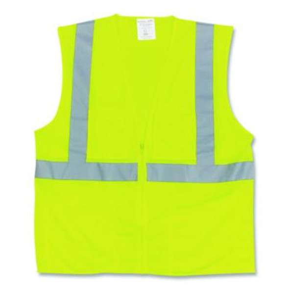 Ansi Class 2 Two-Pocket Zipper Mesh Safety Vest, 2X-Large, Hi-Viz Lime Yellow