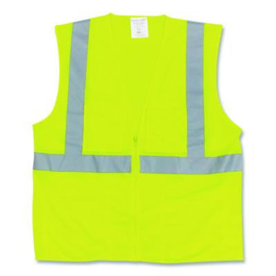 Ansi Class 2 Two-Pocket Zipper Mesh Safety Vest, Polyester Mesh, 2X-Large, Hi-Viz Lime Yellow