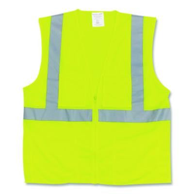 Ansi Class 2 Two-Pocket Zipper Mesh Safety Vest, Polyester Mesh, Large, Hi-Viz Lime Yellow