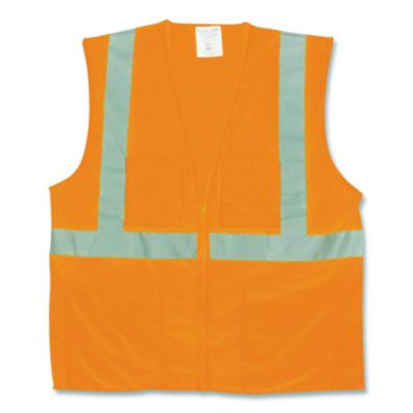 Ansi Class 2 Two-Pocket Zipper Mesh Safety Vest, Polyester Mesh, 2X-Large, Orange