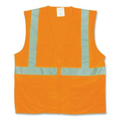 Ansi Class 2 Two-Pocket Zipper Mesh Safety Vest, Polyester Mesh, 2X-Large, Orange