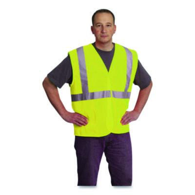 Ansi Class 2 Hook And Loop Safety Vest, Polyester Mesh, 2X-Large, Hi-Viz Lime Yellow
