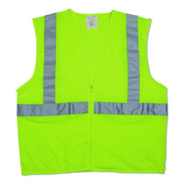Zipper Safety Vest, Large, Hi-Viz Lime Yellow
