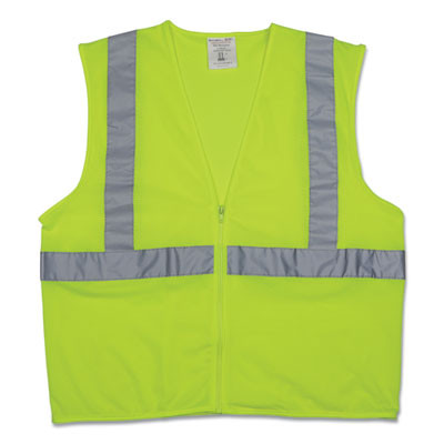 Zipper Safety Vest, Polyester Mesh,  X-Large, Hi-Viz Lime Yellow