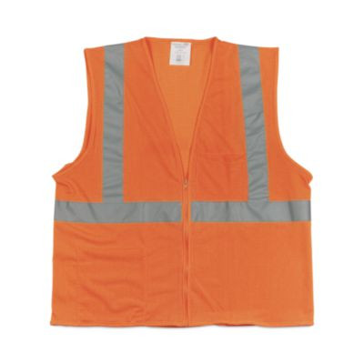 Zipper Safety Vest, Large, Hi-Viz Orange