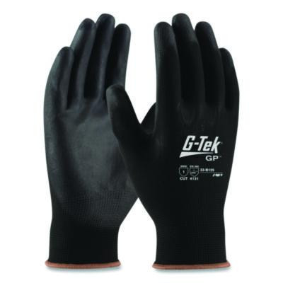 Gp Polyurethane-Coated Nylon Gloves, En388: 1111, 10" Long, Large, Black, 12 Pairs
