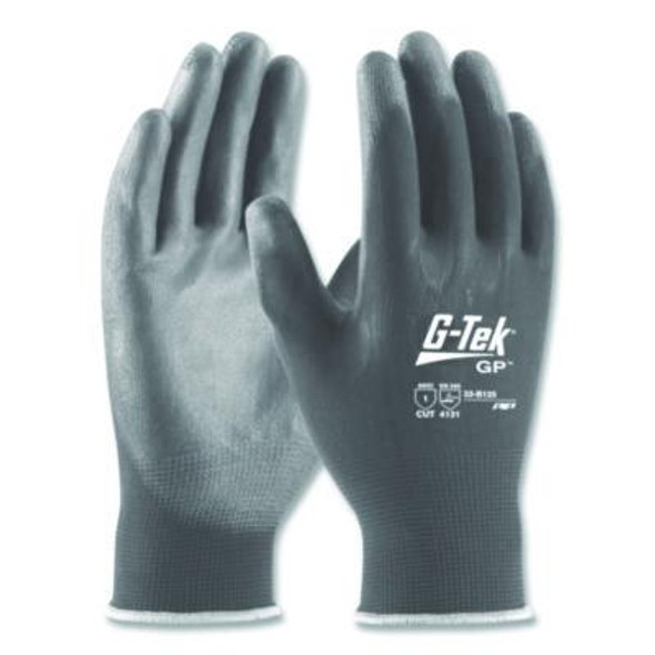 Gp Polyurethane-Coated Nylon Gloves, En388: 1111, 10" Long, Large, Gray, 12 Pairs