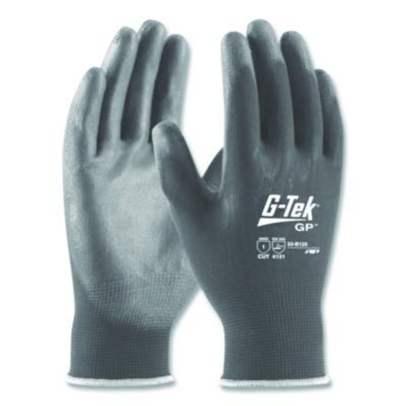 Gp Polyurethane-Coated Nylon Gloves, En388: 1111, 10" Long, Small, Gray, 12 Pairs