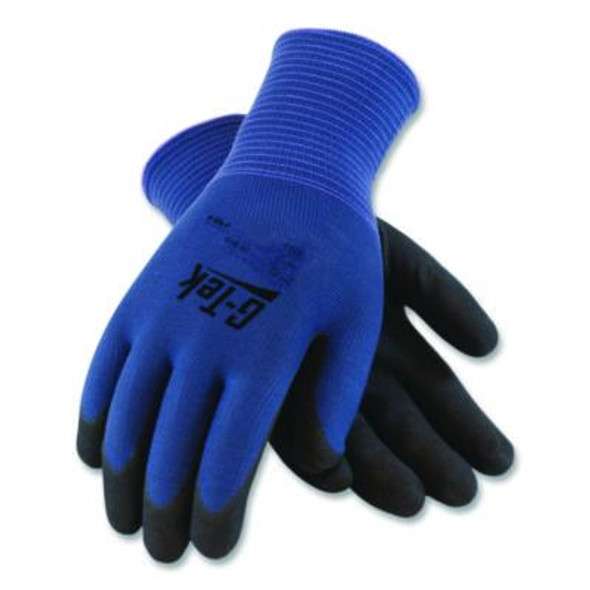 Gp Nitrile-Coated Nylon Gloves, En388: 4121, 10" Long, Large, Blue/Black, 12 Pairs