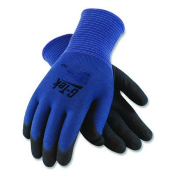 Gp Nitrile-Coated Nylon Gloves, En388: 4121, 10" Long, Medium, Blue/Black, 12 Pairs