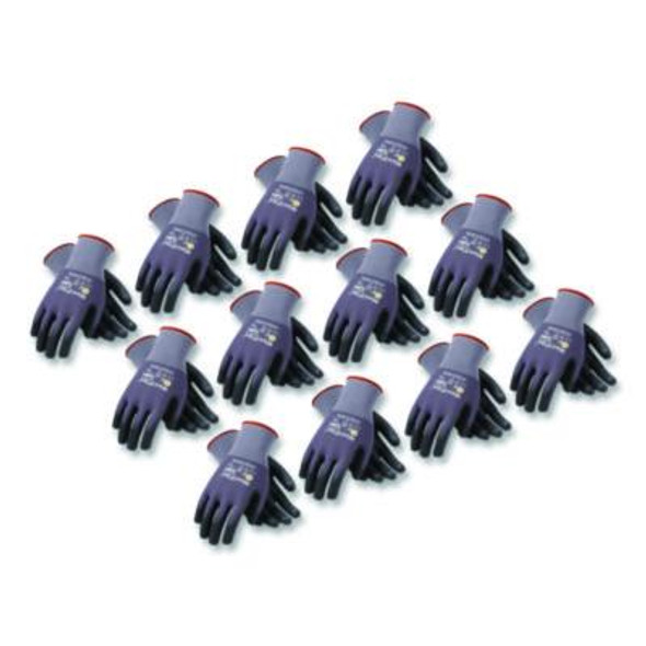 Ultimate Seamless Knit Nylon Gloves, Nitrile Microfoam Grip: Palm/Fingers, En388: 4131, Large, Gray, 12 Pairs